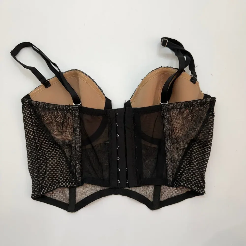 Victoria's Secret Black Lace Bustier Bra 34C